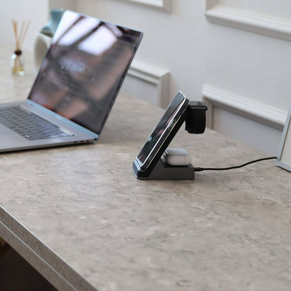 Беспроводное зарядное устройство 3в1 Rocket Stand, цвет: черный